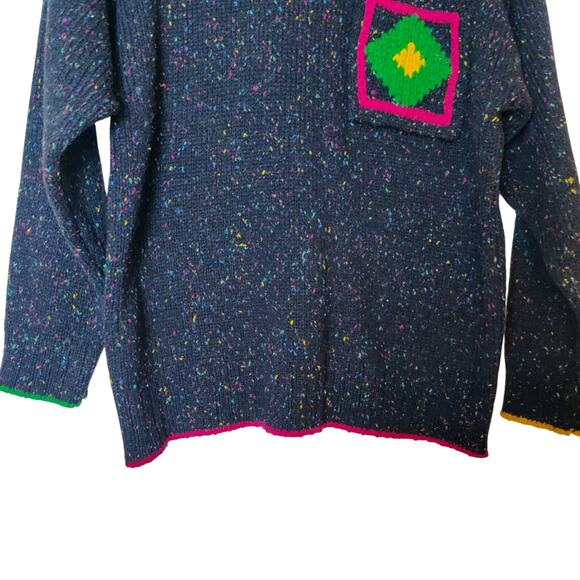 Vtg 90s Exchange Unlimited Wool Blend Geometric Donegal Speckled Sweater Small - Picture 4 of 9